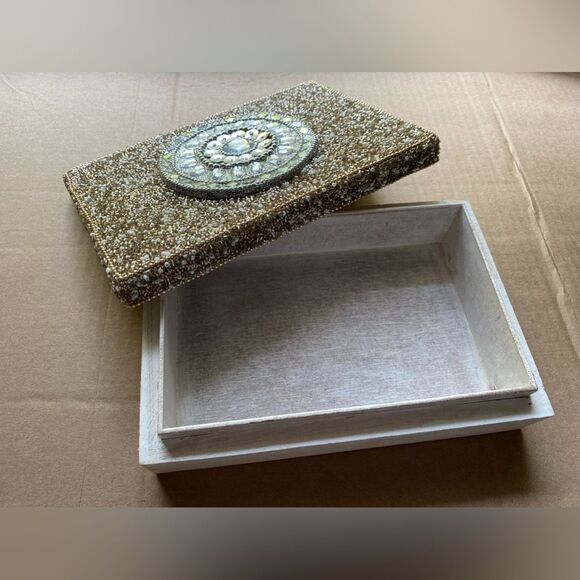 wooden jewelry box with stones - Picture 3 of 8